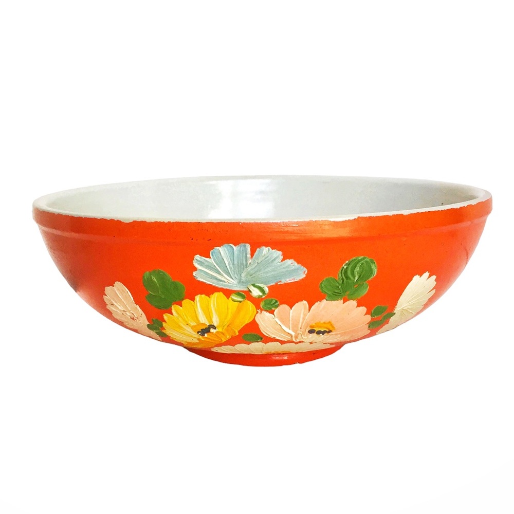 Vintage Ransburg Hand Painted Floral Mixing Bowl